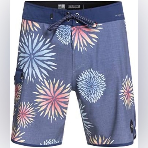 Quicksilver Men's Okinawa Highline Scallop Swim Trunks Board Shorts Floral - Picture 1 of 15